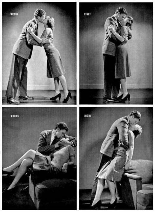 "Düzgün öpüşmək qaydası", Life jurnalının məqaləsindən şəkillər, 1942-ci il