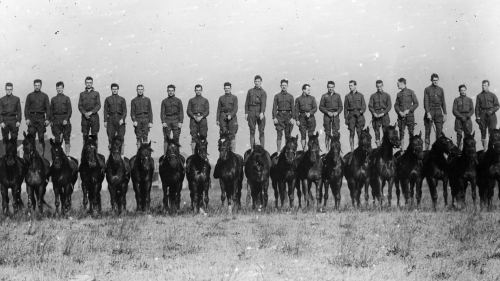 Britaniya süvariləri öz atları üzərində, 1919-cu il